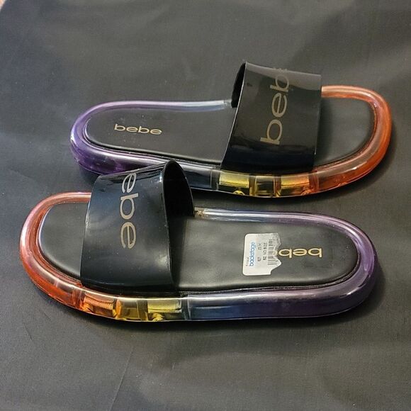 BRAND NEW BEBE MULTICOLOR SLIDE SANDALS R3 - Picture 6 of 14